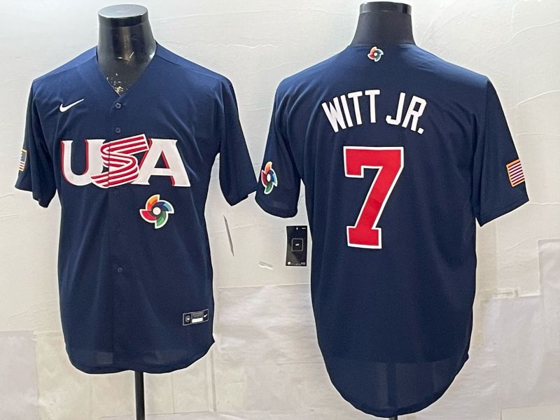 Men 2026 World Cub USA #7 Witt jr blue Nike MLB Jersey style 01